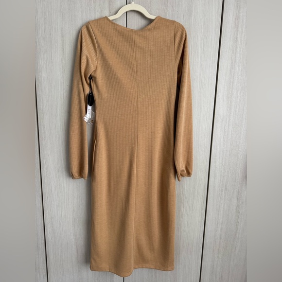 Amuse Society Tan Button-Front Long Sleeve Dress - Picture 4 of 4